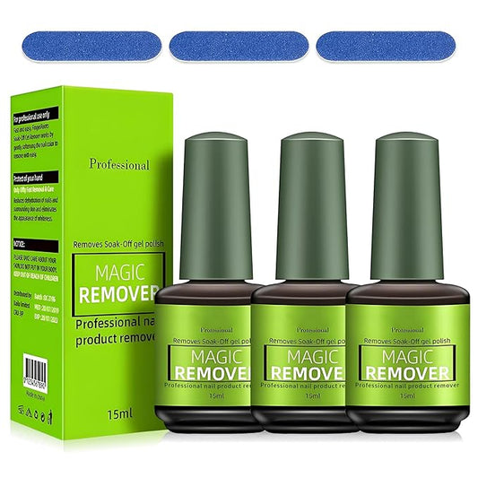 Gel Nail Remover,3PCS Magic Gel Remover for Nails,Professional Gel Polish Remover,No Need to Soak or Wrap,Quickly and Easily removedor de gel para uñas - 15ml