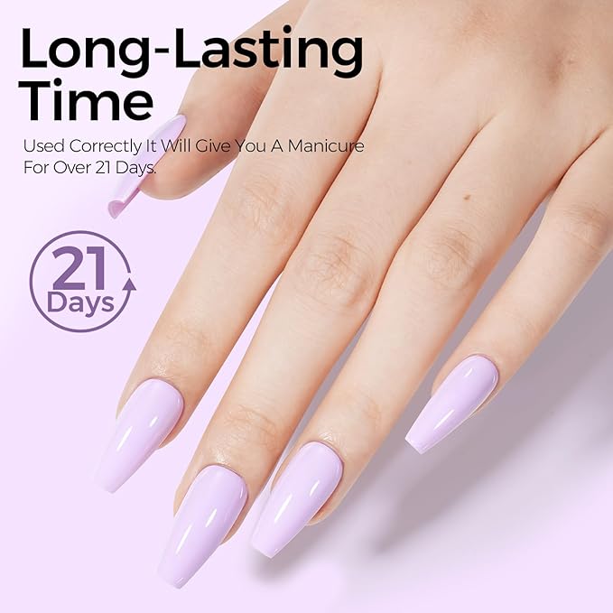 TOMICCA Purple Gel Nail Polish, 15ml Pastel Lilac Purple Gel Polish Colors, Soak Off UV Nail Art Macarons Manicure Salon DIY for Spring Summer