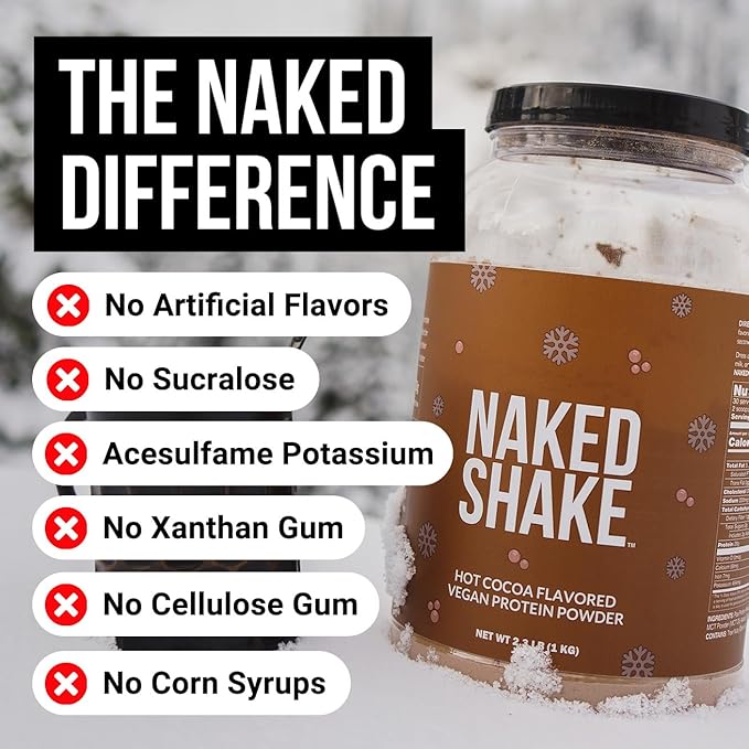 NAKED Shake - Hot Cocoa Protein Shake - Plant Based Protein Powder with Mct Oil - Gluten-Free, Soy-Free, No Gmos Or Artificial Sweeteners - 30 Servings