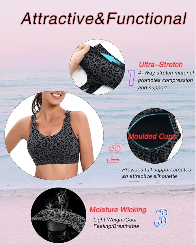 RUNNING GIRL High Impact Sports Bras for Women,Racerback Running Bra Workout Crop Tank Tops Longline Sports Bra Push up