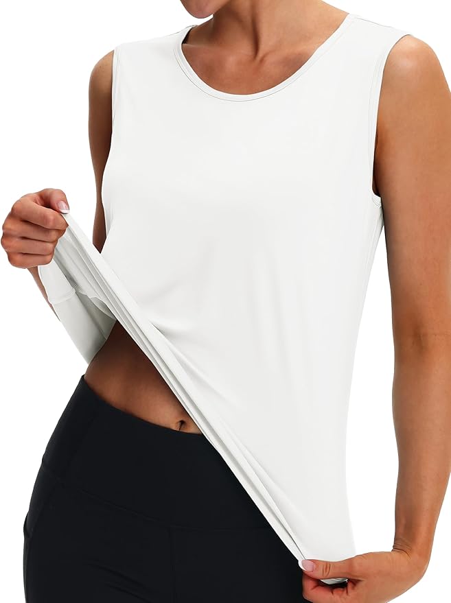 MAGCOMSEN Women's Workout Tank Top Athletic Muscle Sleeveless Crew Neck Shirt UPF 80+ Moisture Wicking Gym Running