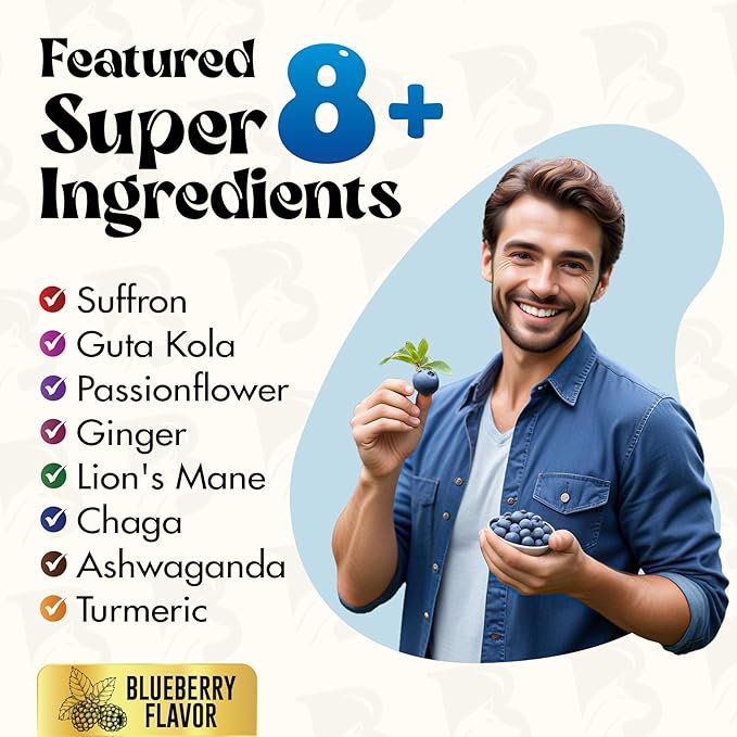 Happy Drops – Daily Superfood Gummies for Mood Support, Focus and Energy – Sugar-Free, Vegan, Blueberry Flavor – 90 Gummies for Adults – Daily Support for Mood, Focus and Natural Energy