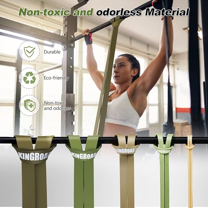 Resistance Band Pull Up Assistance Bands,Set of 5 Resistance Heavy Duty Exercise Stretch Fitness Bands for Stretching Power Lifting Workout Training with Instruction Guide