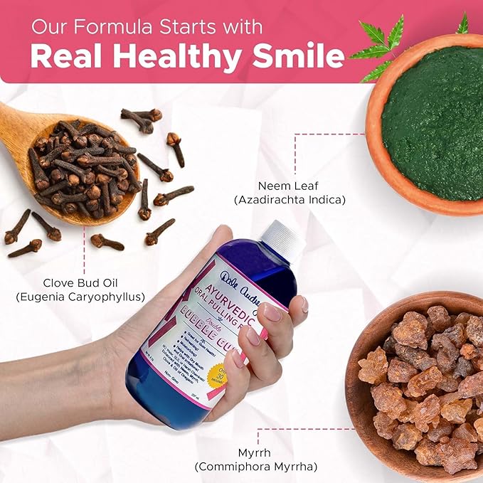 Pack of 3 Ayurvedic Organic Oil Pulling for Teeth and Gums | Bubble Gum Flavored Organic Oral Rinse Mouthwash | Essential Oils for Oral Hygiene, Healthy Gums, Teeth Whitening & Fresh Breath-8 FL Oz