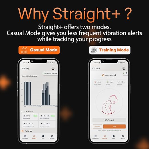 Straight Plus AI Powered Posture Corrector Trainer Device (Necklace Included) - Back Brace Smart Straightener Office Work Support - Back Postur Corrector Device - Posture Corrector for Women & Men