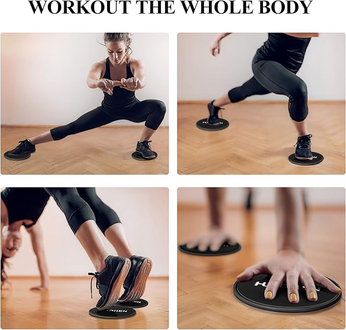 Core Sliders, Exercise Gliding Discs Dual Sided Use on Carpet and Hardwood Floors, Lightweight and Perfect Fitness Apparatus for Training Abdominal Core Strength