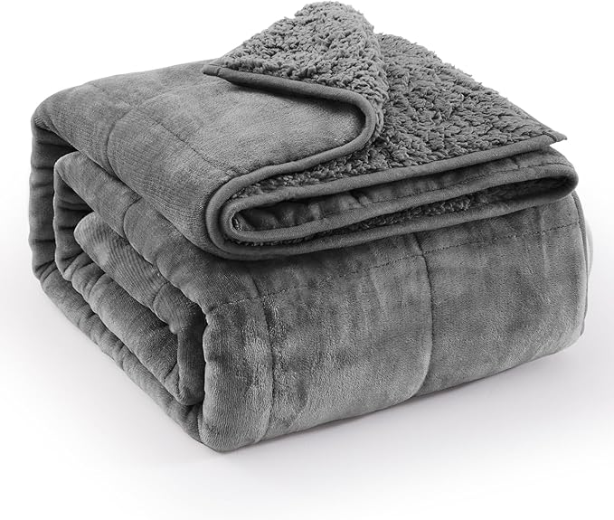Super Fuzzy Soft Sherpa Fleece Weighted Blanket, 12 lbs Dual Sided Fluffy Heavy Weighted Blankets for Adults - No Bunching with Double Layers of Soft Inner Lining (48"x 72", 12 Pounds)