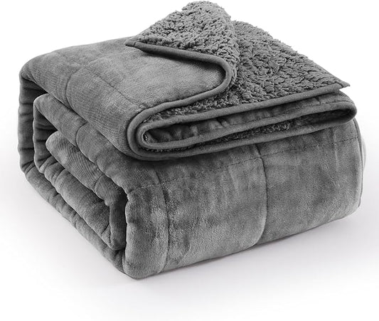Super Fuzzy Soft Sherpa Fleece Weighted Blanket, 12 lbs Dual Sided Fluffy Heavy Weighted Blankets for Adults - No Bunching with Double Layers of Soft Inner Lining (48"x 72", 12 Pounds)