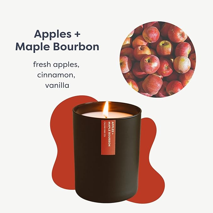Calyan Wax Co. Soy Wax Candle, Apples + Maple Bourbon Scented Candle, 75 Hour Burn Time, Aromatherapy Soy Candles, Non Toxic & Vegan Soy Wax, Black Tumbler Scented Candles, 13oz