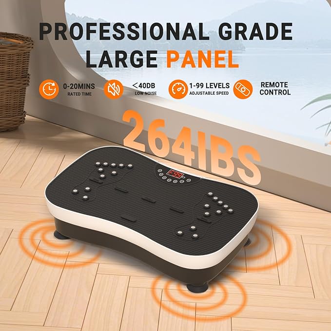 TODO Vibration Plate Exercise Machine Whole Body Vibration Machine with Remote Control for Pain Relief, Lymphatic Drainage, Weight Loss(3 Resistance Loops/Resistance Bands)