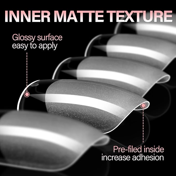 AILLSA Short Square Nail Tips, Fake Thickened Half Matte Nails Tips, Pre-shaped Press on False Nail Tip for Nail Salon 256PCS with Storage Box