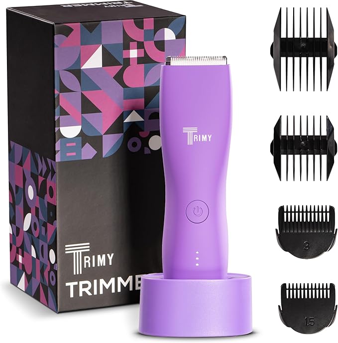 Body Hair Trimmer for Men and Women, Ball and Groin Trimmer, Bikini Trimmer, Pubic Hair, Manscaping, Waterproof, Wireless Grooming, Body Shaver, Manscape (Purple)