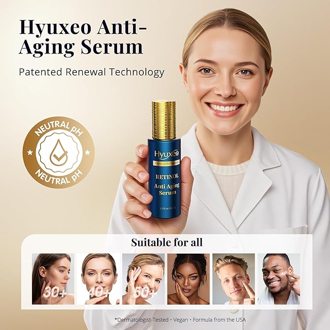 Anti Aging Serum, Retinol Serum for Face with Squalane and Hydrolyzed Collagen, Improve Fine Lines and Hydrate Skin, Wrinkle Retinol for Various Types of Skin Women/Men