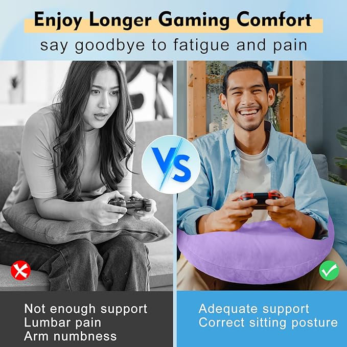 Gaming Pillow Arm Support Pillow for Bed & Sofa: Ergonomic U-Shaped Lap Pillow with Elbow Rest for Adults & Kids - Reduces Arm Pain & Fatigue During Gaming, Reading, Working & Crocheting