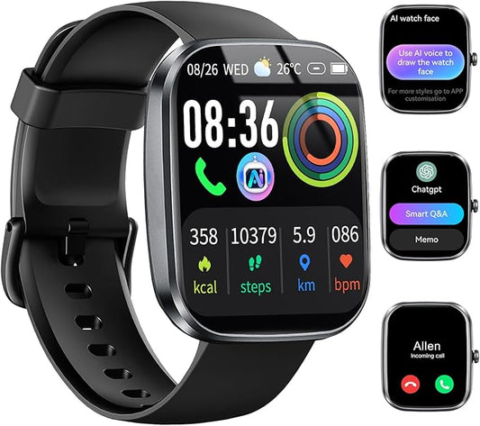 AI Smart Watch with ChatGPT, 1.91" Bluetooth Calling Smartwatch for Men Women, 110+ Fitness Modes Activity Tracker, Heart Rate/Sleep/Calorie Monitor, IP68 Waterproof Step Counter for Android iOS