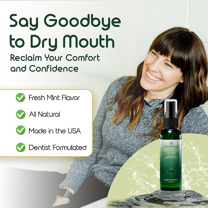 Dry Mouth Spray (2-Pack) - Moisturizing Aloe Vera Formula, Fresh Mint Flavor - Promotes Saliva Production & Soothes Dry Mouth - 2 fl. oz.