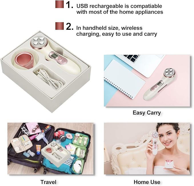 High Frequency Facial Machine 5 in 1 Facial Massager Micro-Current Recharable Facial Frequency Device