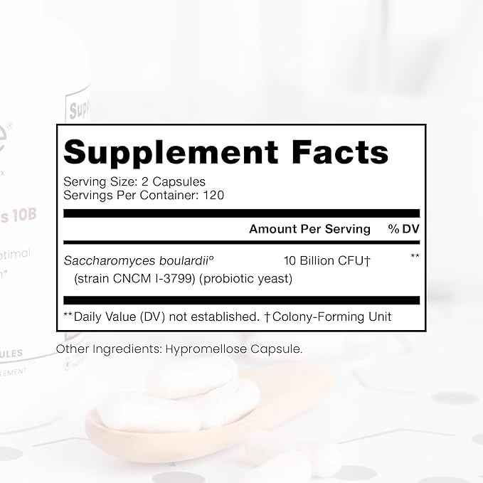 Saccharomyces Boulardii Probiotics 10 Billion CFU - Made in USA | No Fillers, Patented Strain: Lynside CNCM I-3799 Probiotics for Men and Women | Pure TheraPro Rx - 240 Capsules