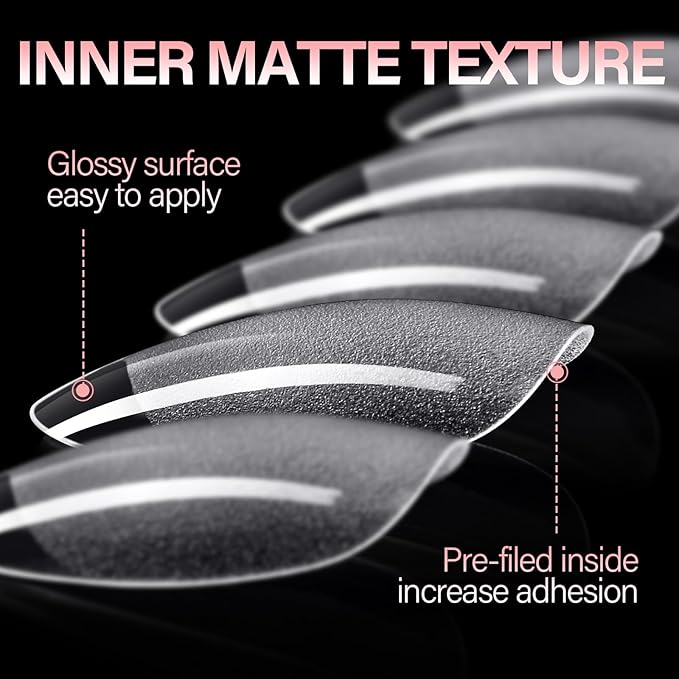 AILLSA Short Almond Nail Tips Pre-Shaped Acrylic Nail Tips Half Matte Full Cover Nails Tips Clear Gelly Press on Flase Tip Nail for Extension Nail Manicure Home DIY 240PCS 15Sizes