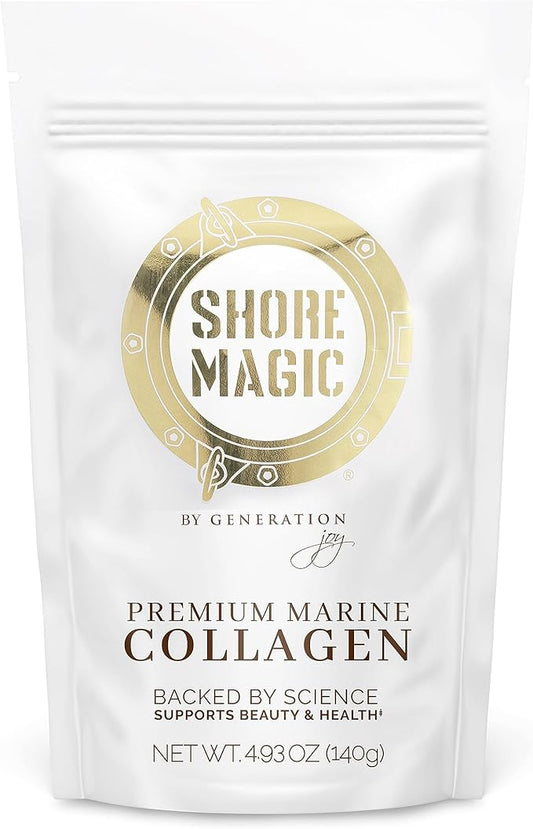 Premium Marine Collagen Powder – Hydrolyzed Type I, II, III & IV Peptides from Wild Fish for Skin, Hair, Nails & Joints, 14 Servings