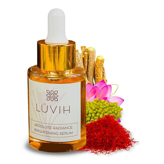LUVIH Absolute Radiance Face Serum with Saffron & Licorice – Ayurvedic Brightening & Dark Spot Corrector for Pigmentation, Sun Damage & Uneven Skin Tone – 30 mL