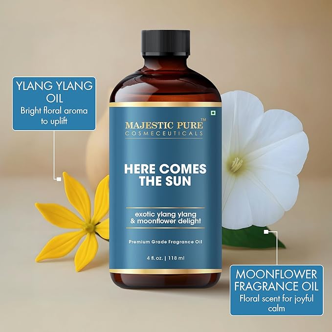 MAJESTIC PURE Exotic ylang ylang & Moonflower Delight Premium Grade Fragrance Oil | Free from Mineral Oil Used in Diffusers, DIY, Self Care | 4 Fl Oz