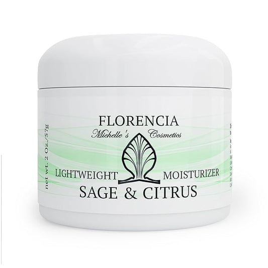 Florencia Sage & Citrus Lightweight Moisturizer - Oil-Free Hydrating Face Cream for Sensitive, Oily, Acne-Prone Skin - Plant-Based, Fast-Absorbing Moisturizer for Combination Skin
