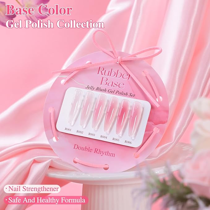 Double Rhythm 6 Pcs 15 ML Gel Polish Set Same Color Same Bottle Soak Off Gel Polish Kit Nail Art Manicure Salon DIY at Home for Women (Milky Nude Pink-T6-84)