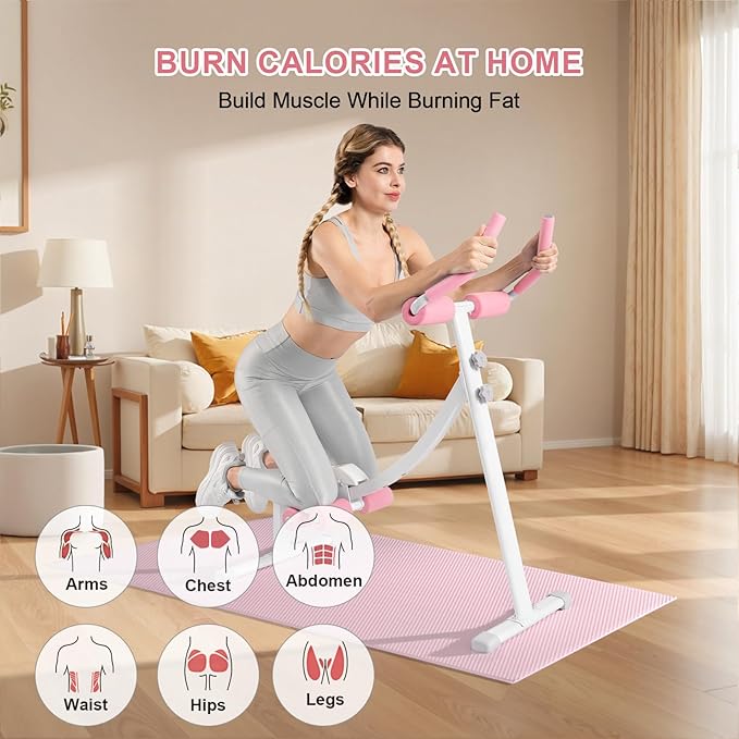Home Gym Systems Ab Machine, Ab Workout Equipment, Adjustable Ab Trainer Machine for Abs Workout at Home Gym, Foldable, Knee Protection, Abdominal Trainer for Stomach