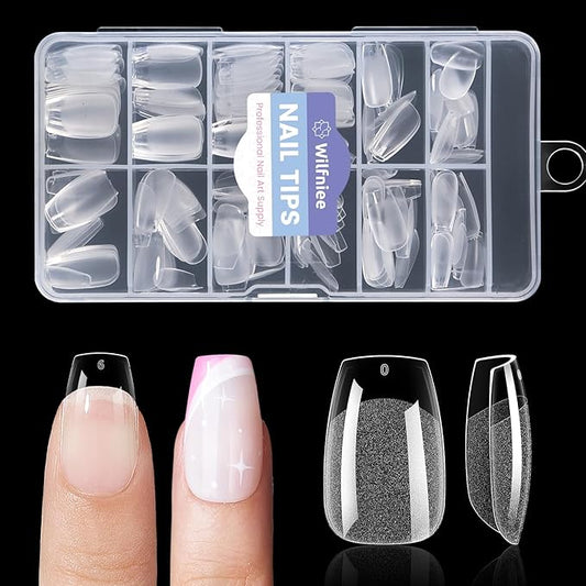 Short Coffin Nail Tips: 240PCS Pre-shaped Clear Gel Nail Tips Coffin Short, 12Sizes Acrylic Full Cover Fake Press on Nails for Nail Extension DIY Salon