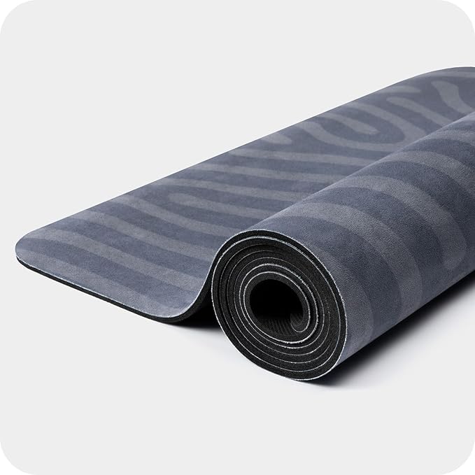 4mm Cushioned Exercise Mat for Yoga & Pilates - Anti Slip, Polyurethane with Suede Top & Carrying Strap