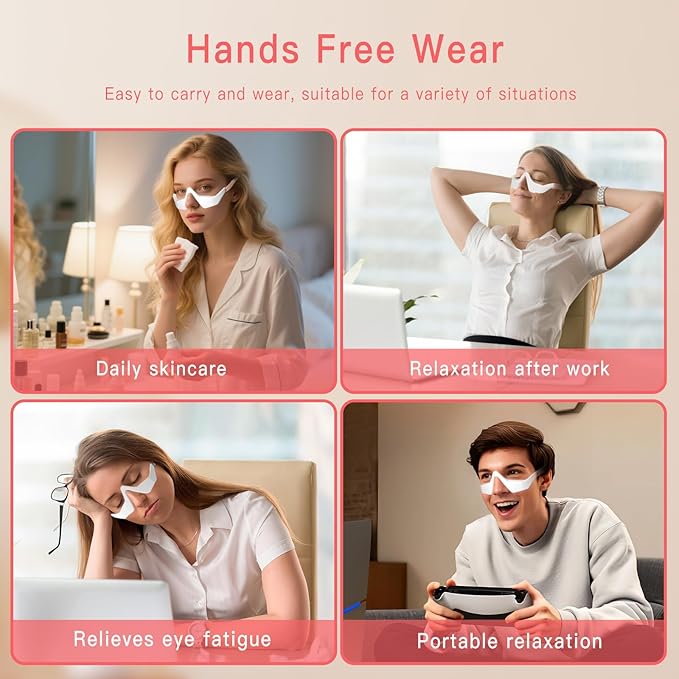 Under Eye Red Light Therapy Glasses, Red Light Therapy for Eyes Eyelift Device with Microcurrent, Under Eyes Red Light Therapy Glasses Treatment Eye Bags Dark Circles Puffiness Wrinkles Fine Lines