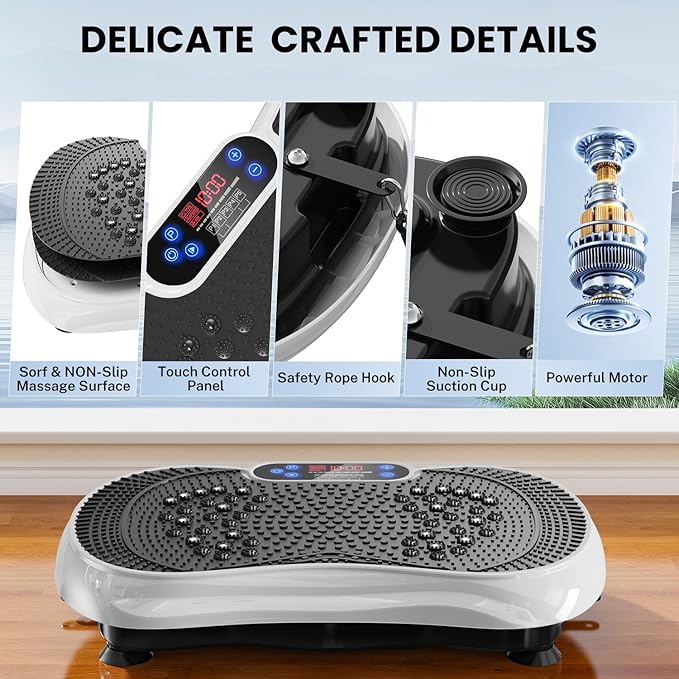 Vibration Plate Exercise Machine, Lymphatic Drainage Machine for Weight Loss, 100-Speed Platform with Remote & Bands, Quiet Full Body Vibrating Plate 500 Lbs Capacity Fitness Platform