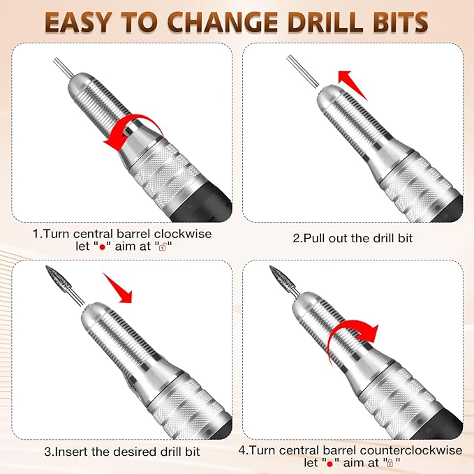 Professional Nail Drill Machine, HoMove 35000RPM Portable Nail Drills, Rechargeable Efile Nails Drill, Low Heat Electric Nail File for Acrylic Gel Nails（Pearl White）