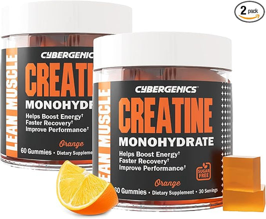 Creatine Monohydrate Gummies, Pure Creatine, Supports Muscle Recovery, Improve Performance and Strength, Gluten Free, 60 Servings, Orange Flavor
