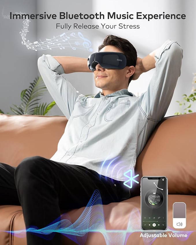 llano Eye Massager with Heat, Christmas Birthday Gifts for Women Men, Visible Heated Eye Mask for Migraine, Eye Strain Relief, Reduce Stye Eye, Improve Sleep