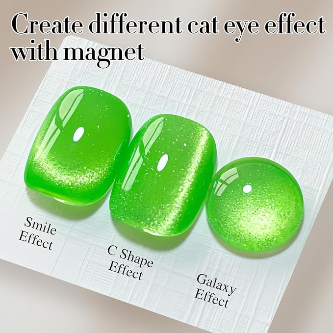Double Rhythm 15ML Cat Eye Gel Polish with Magnet Glitter Shimmer Translucent Jelly Color 0.5 OZ Magnetic Gel Polish Salon DIY at Home (Green-MC1068)