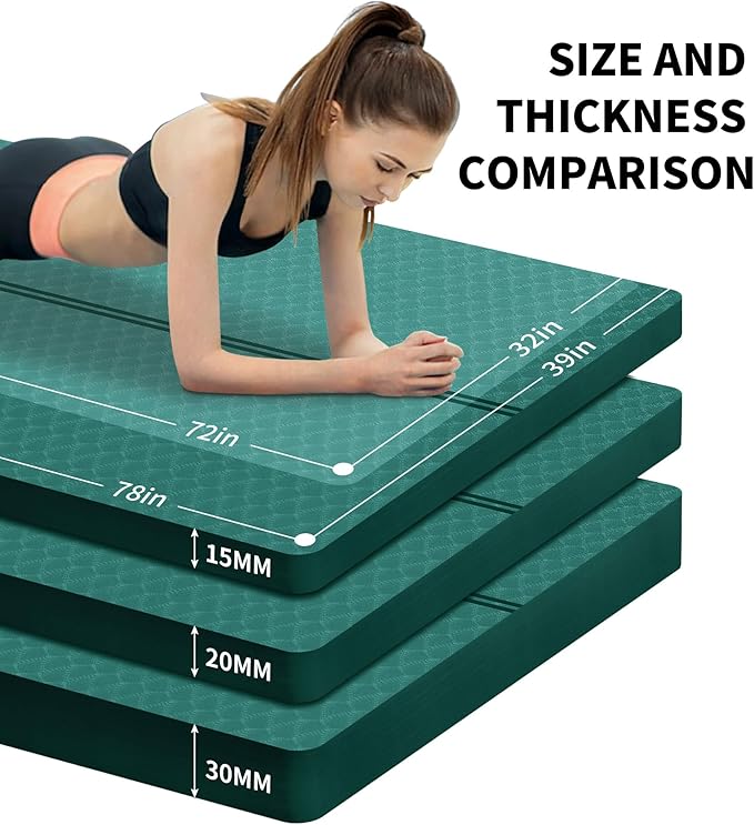 nuveti Large Exercise Mat - 15mm/20mm/30mm Thick Yoga Mat | Workout Mat for Fitness, Yoga, Pilates, Stretching & Floor Exercises for Women & Men with Free Carrying Bag