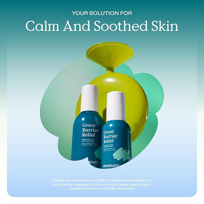 KraveBeauty New Great Barrier Relief, Soothing Skin Barrier Repair Serum, Contains Tamanu Oil to Soothe and Calm Redness, For All Skin Types, Vegan & Cruelty Free, 1.52 fl oz