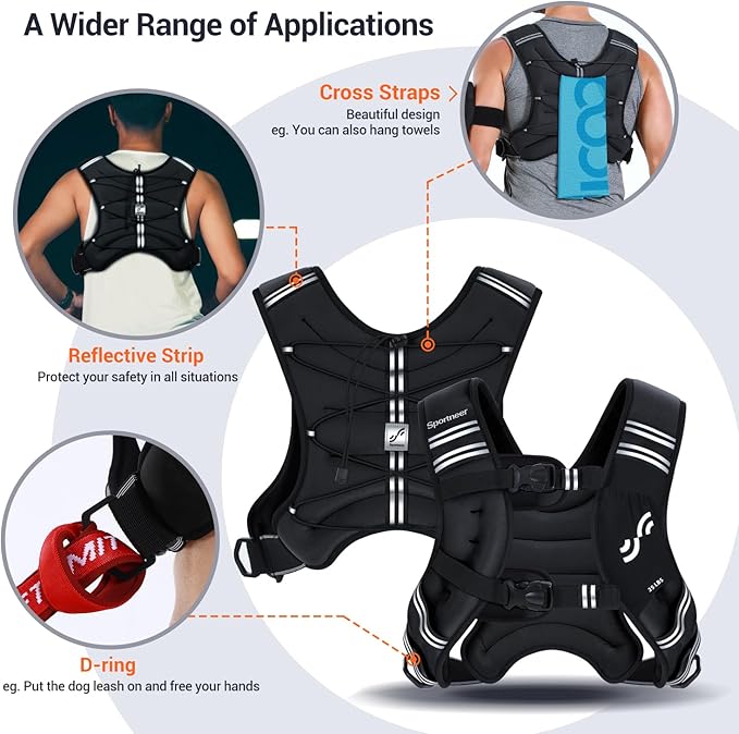 Sportneer Weighted Vest Woman: 8lb/12lb/15lb/20lb/25lb Weight Vest with Detachable Phone Bag, Adjustable Women Weighted Vest Rucking Vest for Walking Strength Training Muscle Building Weight Loss