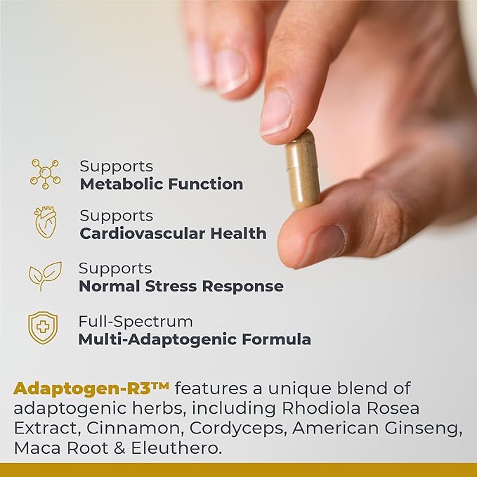 Premier Research Labs Adaptogen-R3 Supplement - Rhodiola Rosea Supplement with Maca Root, Adaptogen Complex for Stress, Heart & Metabolic Health - 90 Vegetarian Capsules