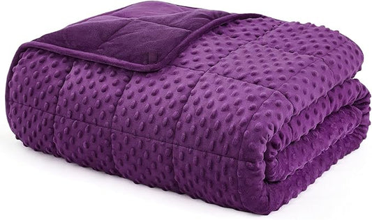 L'AGRATY Weighted Blanket for Adult - 80"x87" 25lbs Minky Dots Heavy Blanket with Glass Beads Soft Breathable for All-Season Summer Fall Winter Thick Comfort for Sleeping