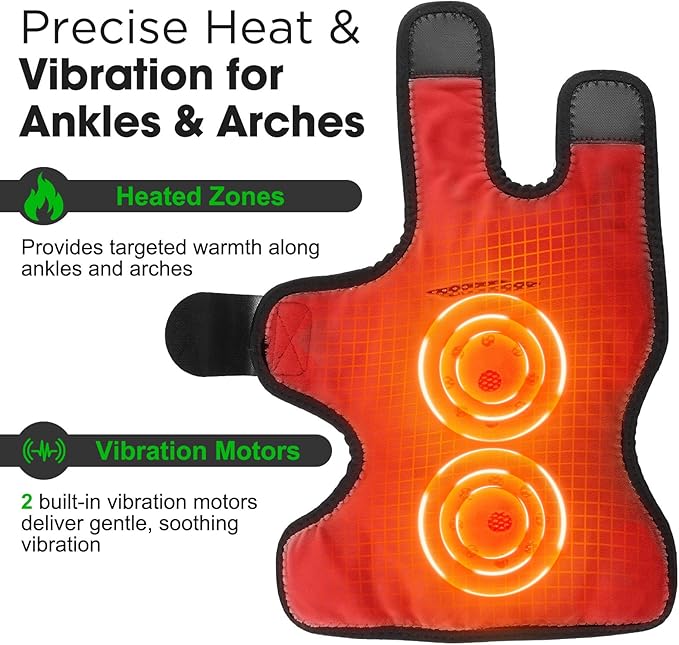 DeMoce Cordless Foot Ankle Massager for Pain Relief, Ankle Heating Pad, Ankles Heating Wrap, Massage Foot Heating Pad, 6 Heat Levels, 3 Vibration Modes, Adjustable Timer, Auto Shut Off