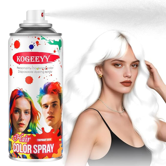 White Hair Spray Color Temporary Hair Color Spray for Kids Women Men, Washable Temporary White Hair Dye Paint, Hair Color Wax Hairspray for Halloween Cosplay Festival Party Costume Makeup DIY, 4.06 oz