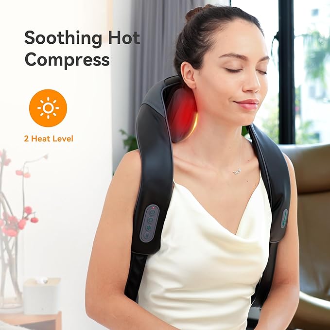 Snailax Cordless Neck Massager with Soothing Heat, Upgarded 4D Deep Tissue Kneading, Shiatsu Back Shoulder Massager Pillow for Neck, Traps, Gifts for Men Women Mom Dad