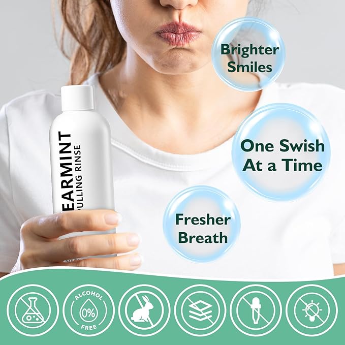 Spearmint Oil Pulling Rinse, Cold Pressed Coconut Oil Mouth Wash, Spearmint and Coconut Pulling Oil,for Breathe Mouth,Gentle Deeply Cleans