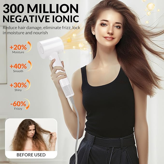 Hair Dryer - Ionic Blow Dryer with Diffuser,112000RPM High Speed Brushless Low Noise Hairdryer, Lightweight/Compact/Mini Design,110V Use for Home/Travel, Suitable for All Hair Types Women, Men