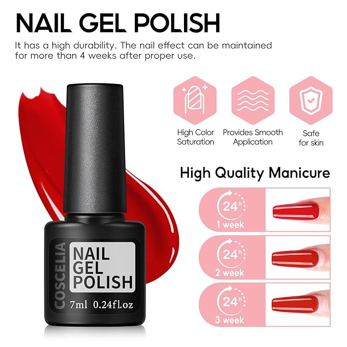 COSCELIA 52pcs Gel Nail Polish Kit with U V light 35 Colors Fall Gel Polish Set Cream Color Collection 5PC Top Base Coat Nail Art Manicure Kit for Beginners with Everything Gifts for Women