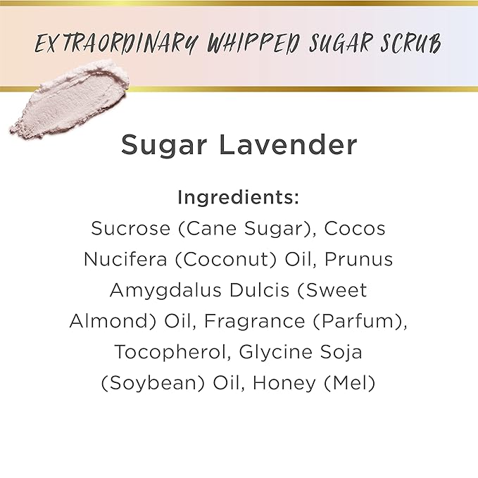 LALICIOUS Sugar Lavender Sugar Scrub, Exfoliating Body Scrub, Moisturizing Extraordinary Whipped Body Exfoliator, Gentle Exfoliating Body Scrubber Exfoliator for Radiant Skin, No Parabens - 16oz