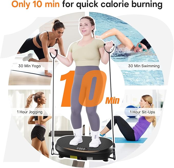 Curved Vibration Plate Exercise Machine, XL Vibration Plate 400 lbs Capacity with 9 Auto Modes and 120 Adjustable Speeds, Whole Body Vibration Plate Machine for Home Women Men
